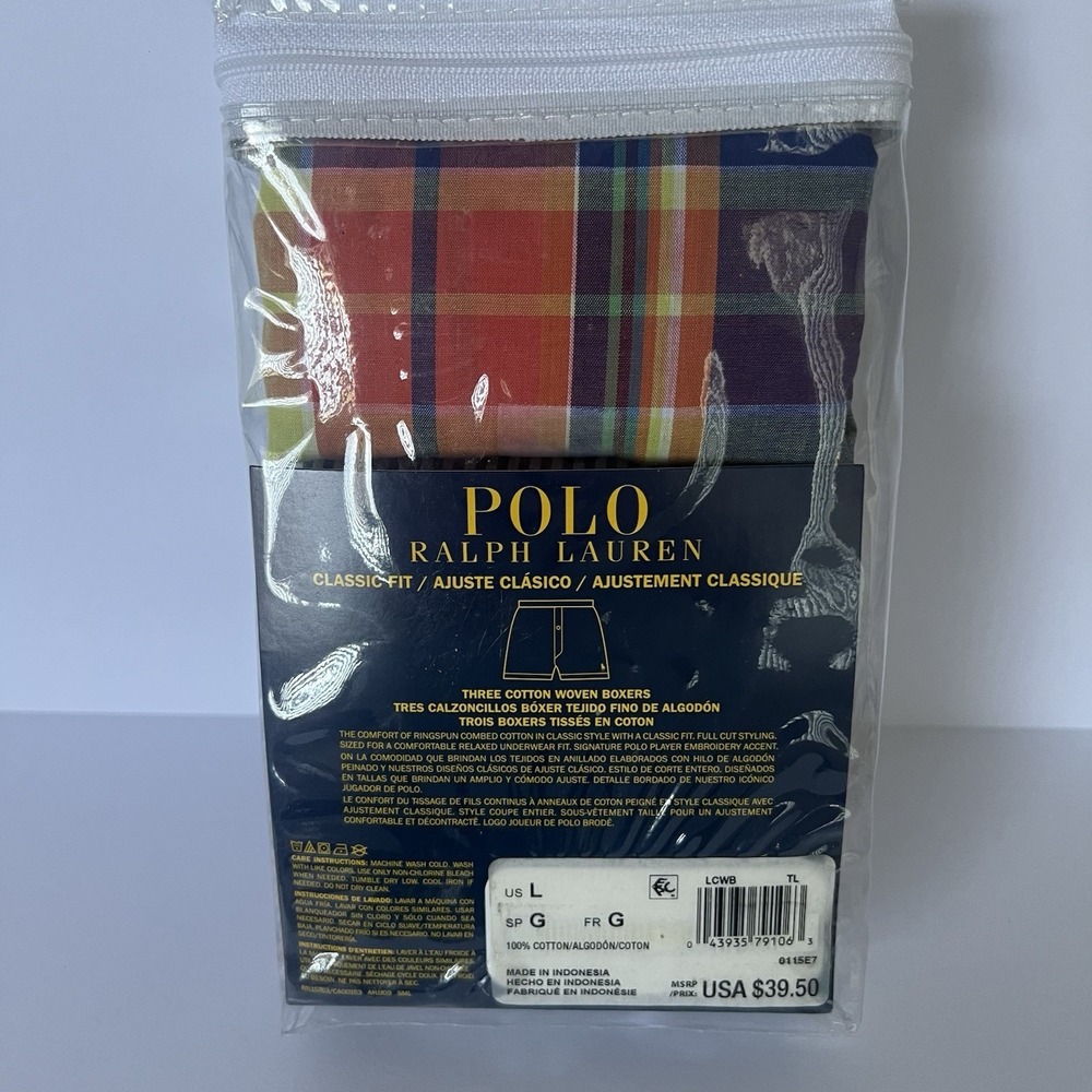 POLO RALPH LAUREN Classic Fit Cotton Woven Boxers 3 Pack Men's Size Large NWT - Picture 5 of 7